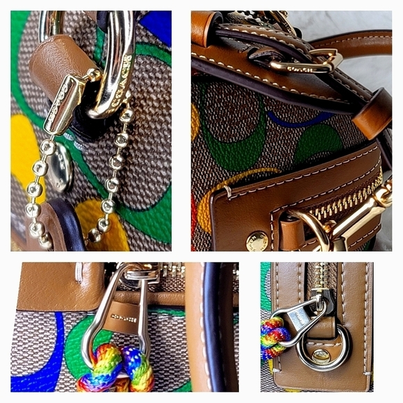 🔥 Coach NWT Rare Rainbow Bag 3in1 Satchel Crossbody Shoulder Bag - Picture 3 of 11